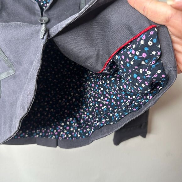 Marc Jacobs Slate Navy Fitted Button Blazer Floral Lining Mandarin Collar 4 - Picture 10 of 13